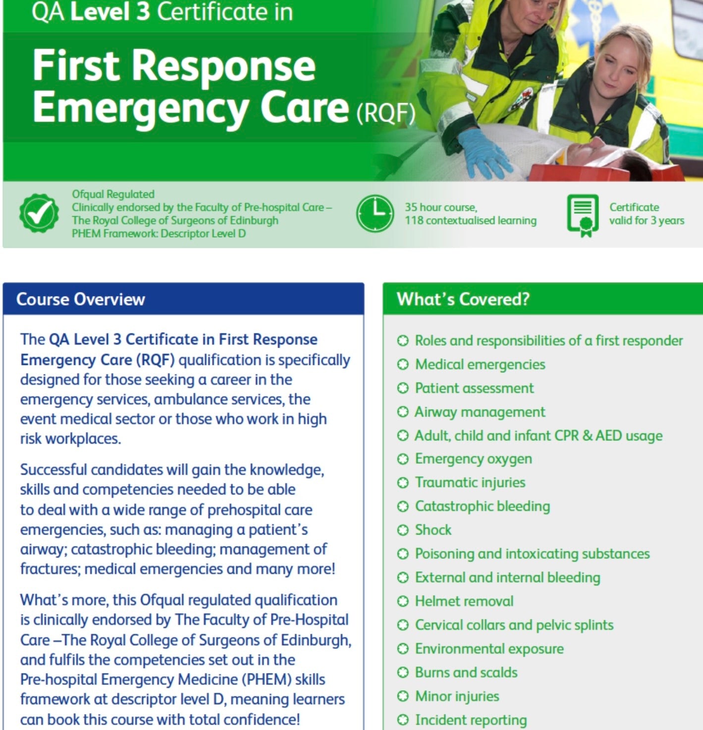 Level 3 First Emergency Care - FREC 3
